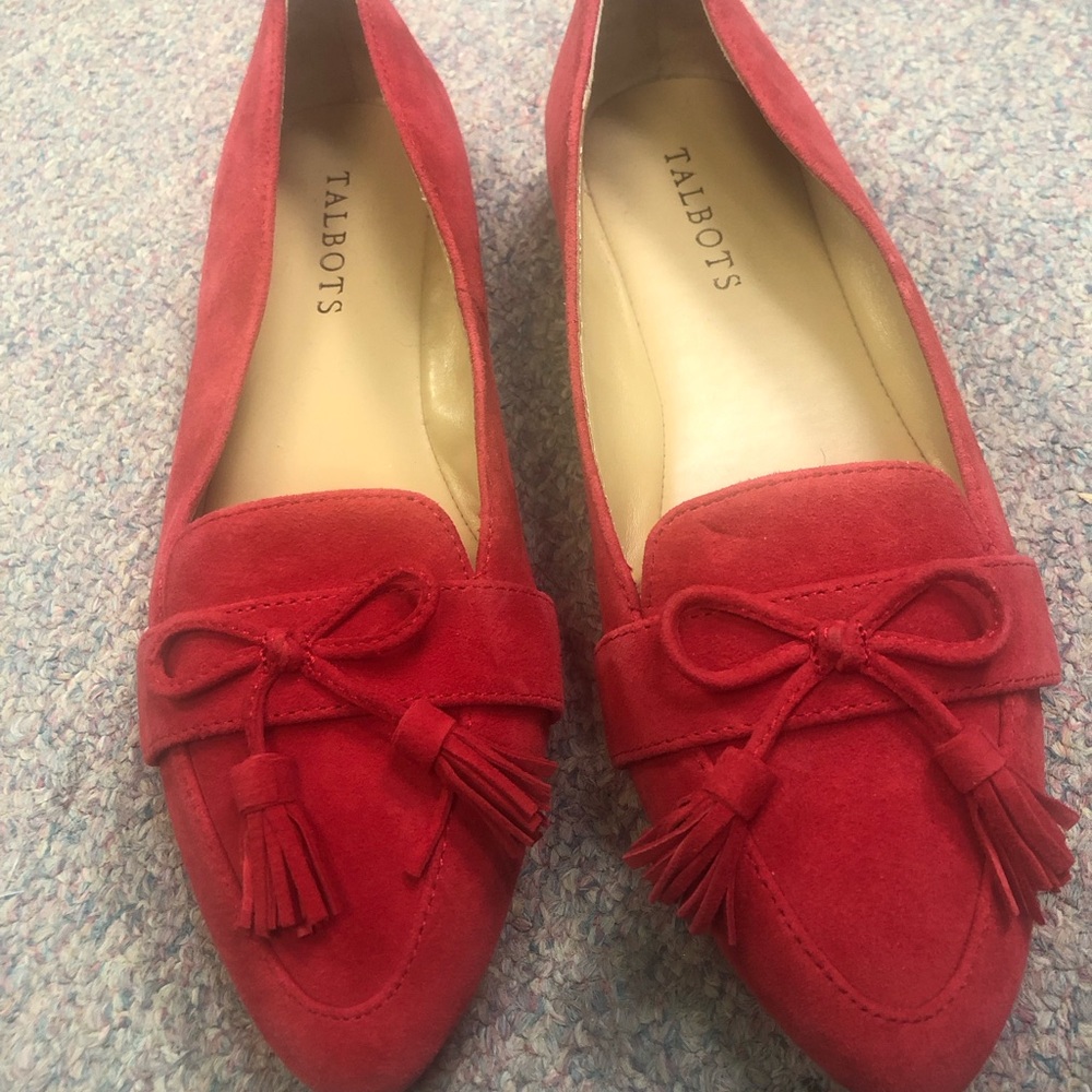 Talbots Red Suede Tassel Loafers - Pointed Toe